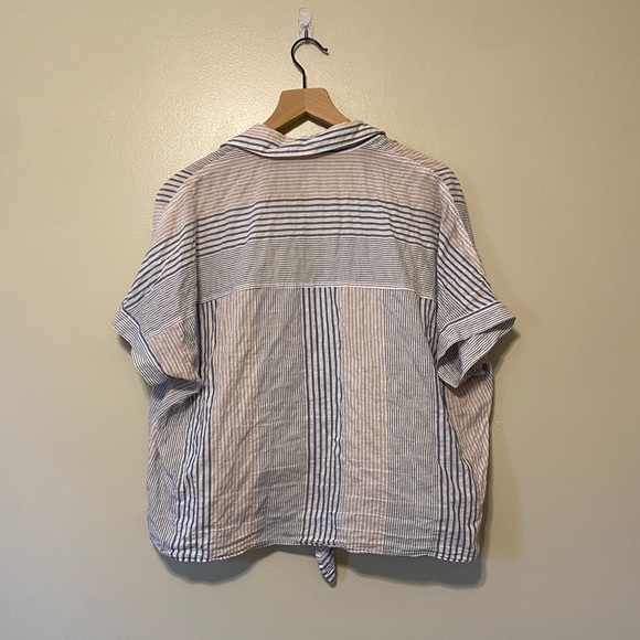 Madewell Short-Sleeve Tie-Front Shirt in Rawley Stripe - Picture 4 of 7